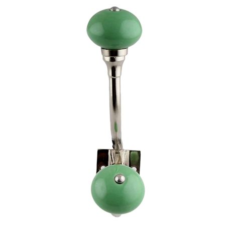 Pea Green Ceramic Silver Iron Hooks